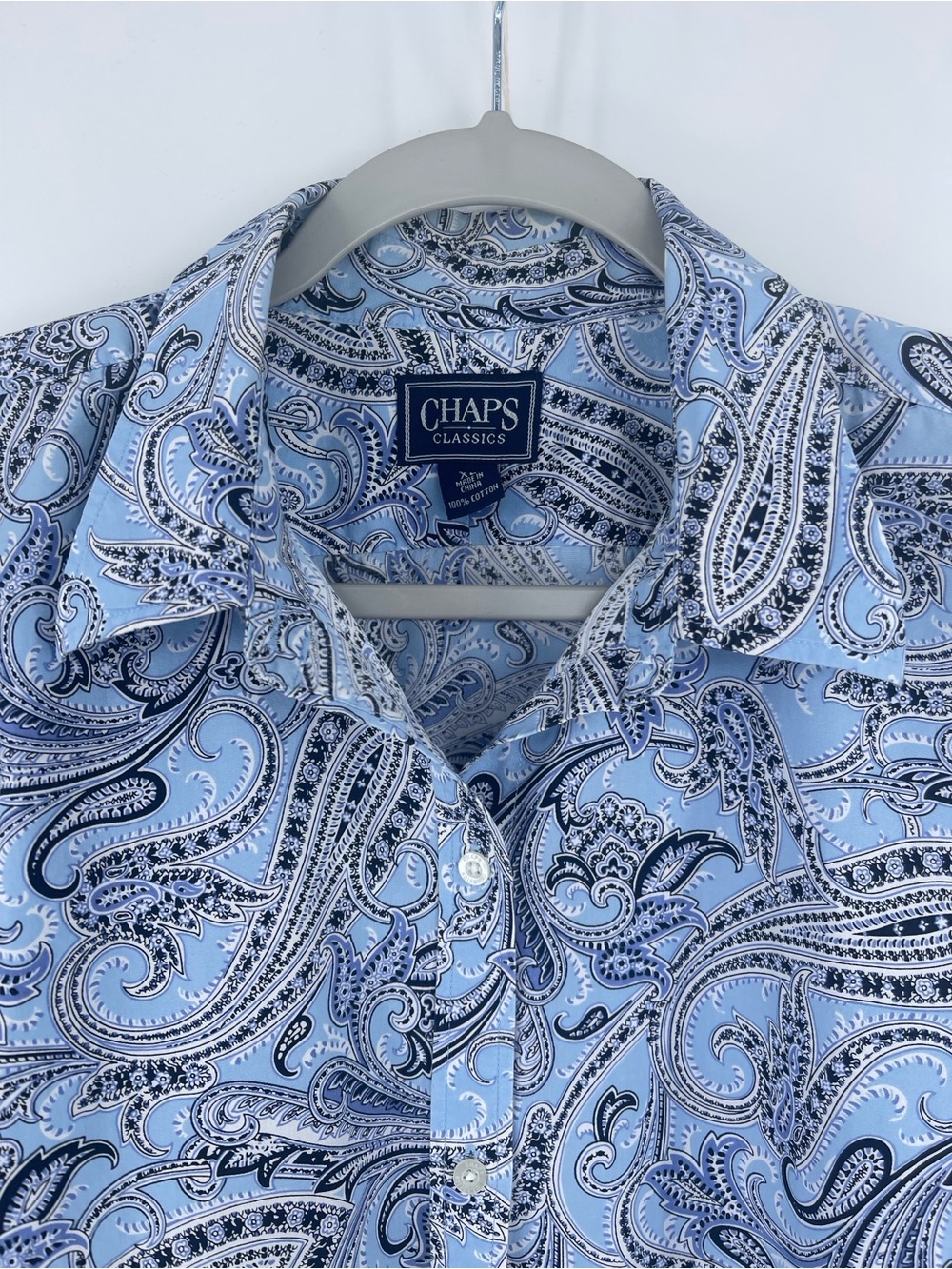 Women’s Chaps Blue Navy Cream Paisley Button-Up Shirt XL - Picture 3 of 8